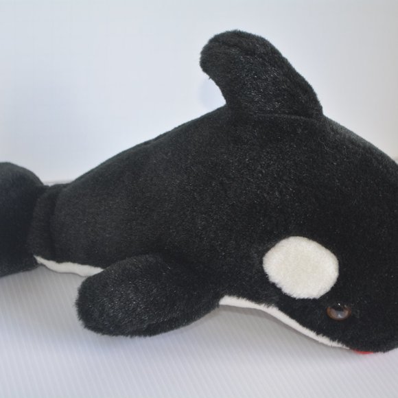 VTG Shamu Orca Killer Whale Plush Stuffed Animal Kid Toy 13" Ocean Aquatic Black - Picture 4 of 8